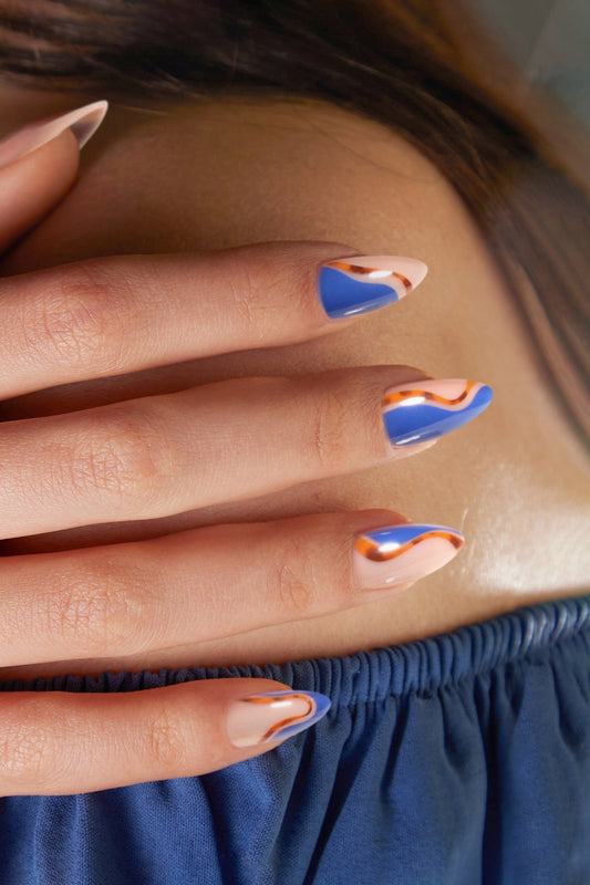 Cobalt Safari | Soft & Durable Press-On Nails