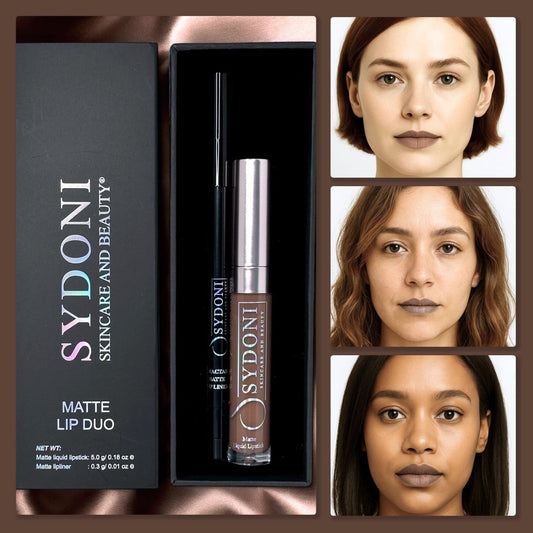 SYDONI CHESTNUT (Earthy Brown) MATTE LIP DUO Chestnut Matte Lip Duo – Chestnut Matte liquid Lipstick with Chocolate Lip Pencil