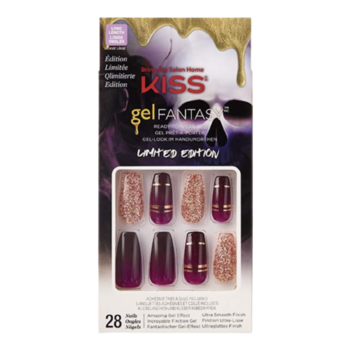 Limited Edition Halloween Design 28 Fake Nails - Dark Plum