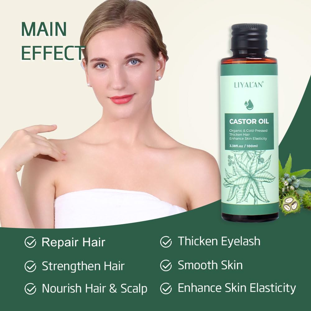 LIYALAN Organic Castor Oil Skin & Hair Repair