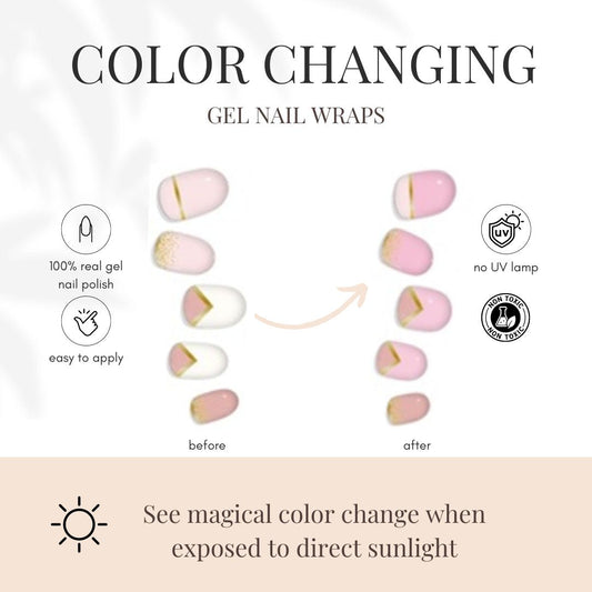 COLOR CHANGE Pink & Gold Delicate Geometric Gel Nail Wrap