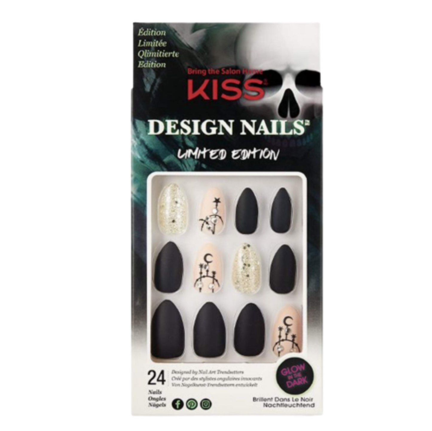 KISS Design 24 Glow In The Dark Fake Nails Halloween (Limited Edition)